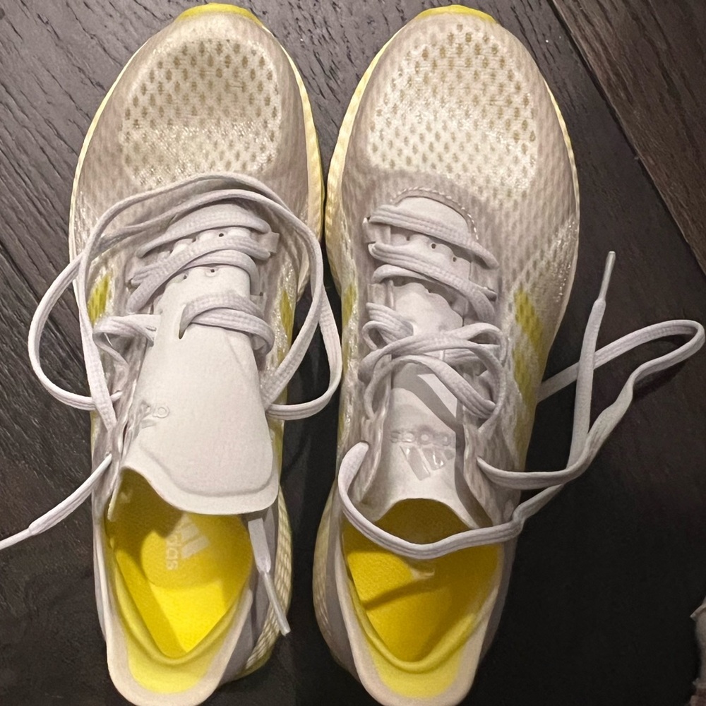 Adidas White and Yellow Athletic Shoes Lightweight Performance